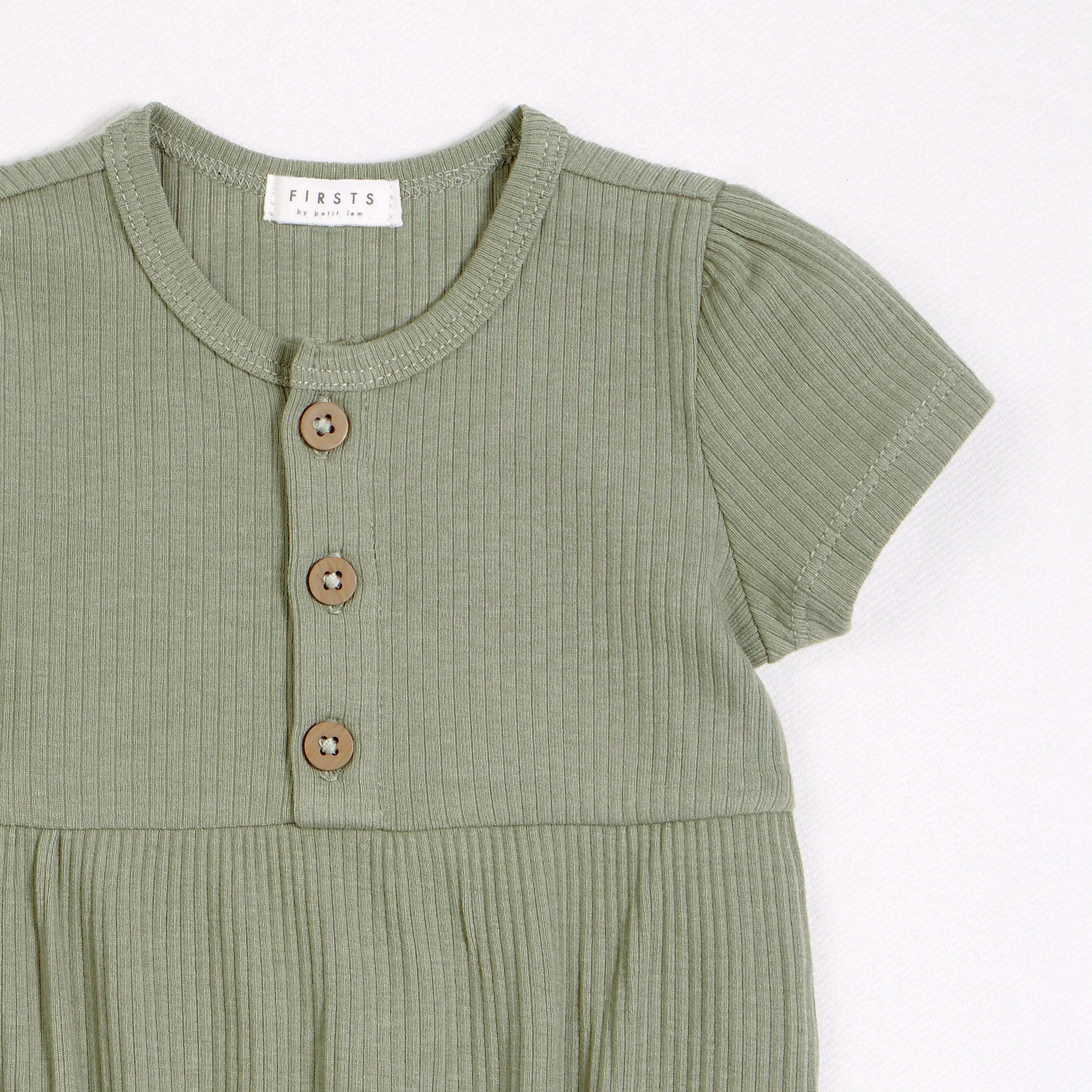 12mos Sage Leaf Modal Rib Bubble Romper