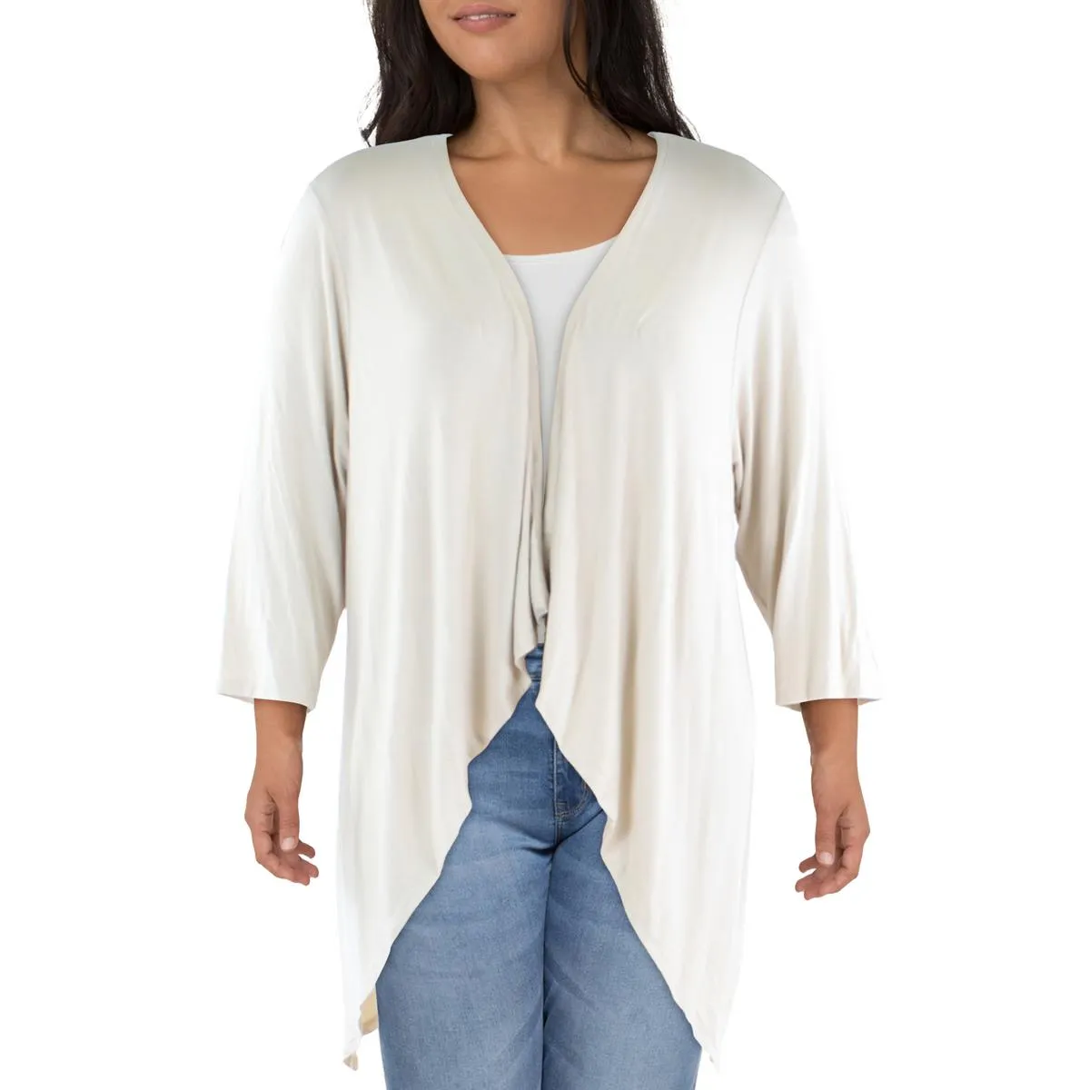 24seven Comfort Apparel Womens 3/4 Sleeve Cardigan Open-Front Blazer