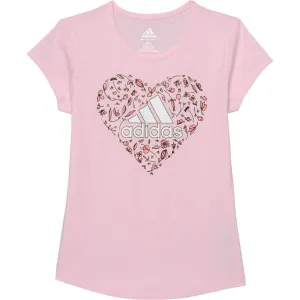 Adidas Big Girl's Pink Logo Graphic Pint Cotton Active T-Shirt
