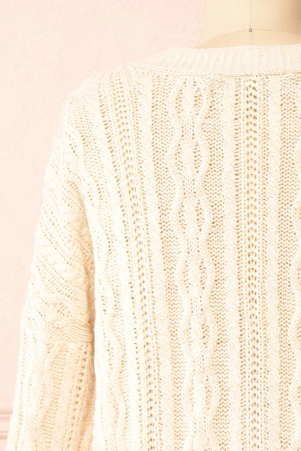 Akao Beige | Cable Knit Cardigan
