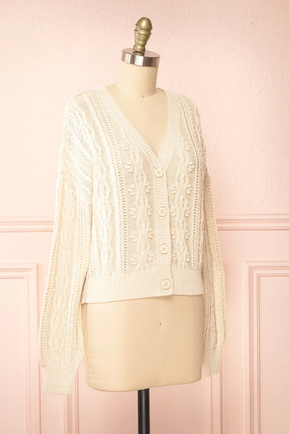 Akao Beige | Cable Knit Cardigan