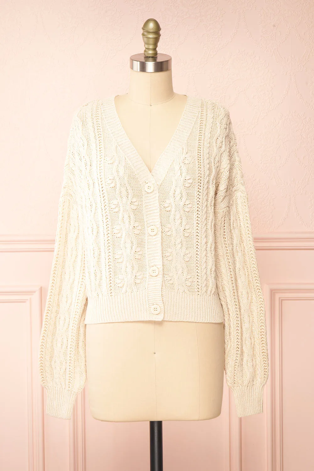 Akao Beige | Cable Knit Cardigan