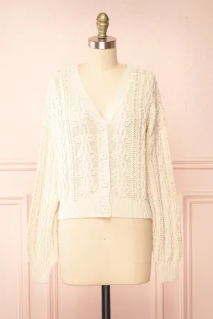 Akao Beige | Cable Knit Cardigan