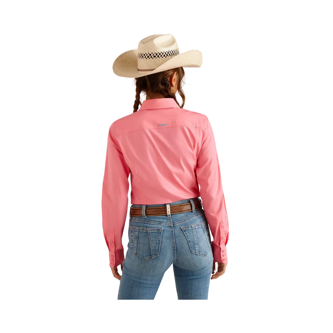 Ariat Women's Wrinkle Resist Team Kirby Stretch Camellia Rose Shirt