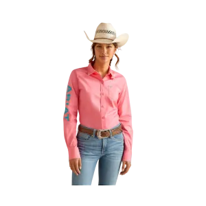 Ariat Women's Wrinkle Resist Team Kirby Stretch Camellia Rose Shirt
