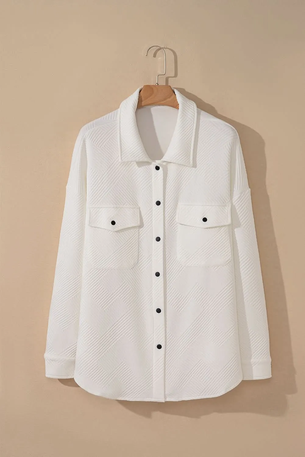 Beige plus size textured jacket