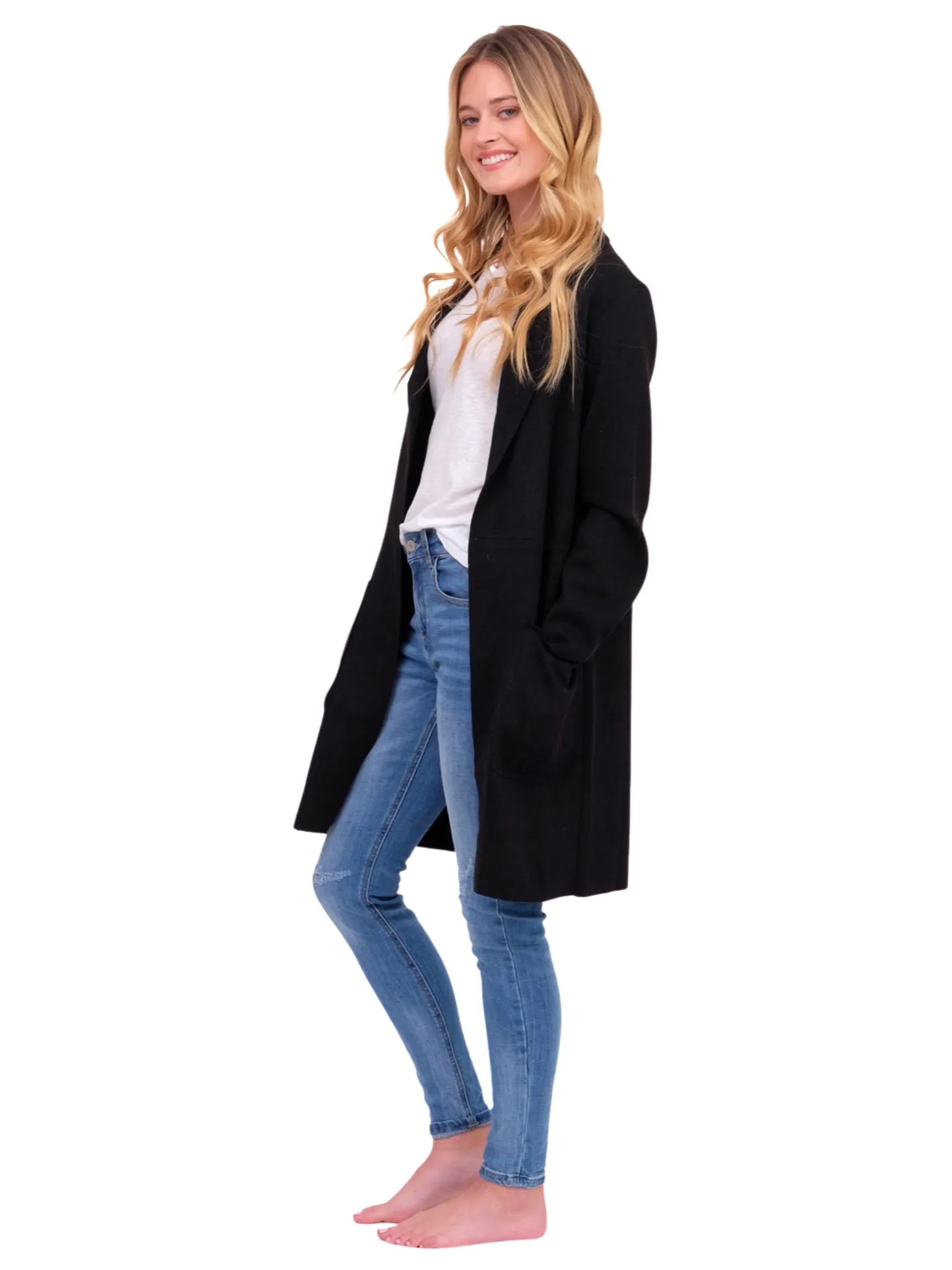 Black Open Front Coat