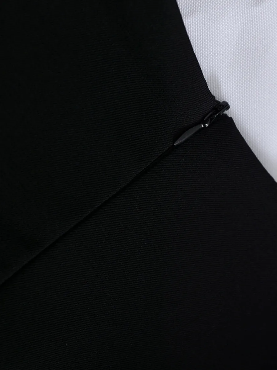 Black Square Collar Fluffy Dress