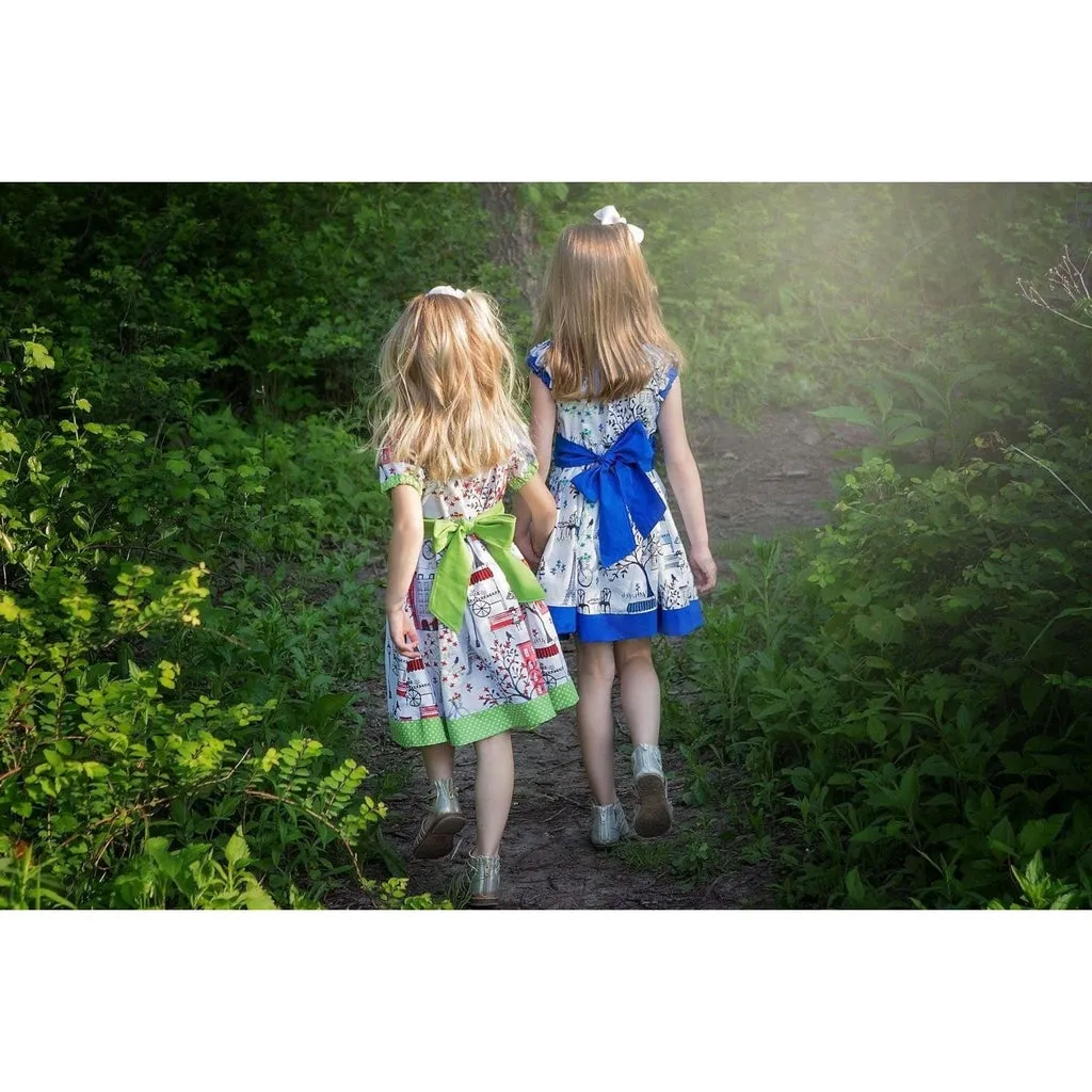 Blue Paris Peasant Dress