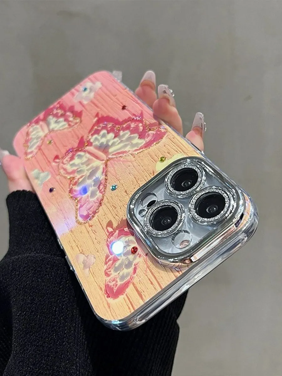 Blue Pink Glitter Butterfly Phone Case