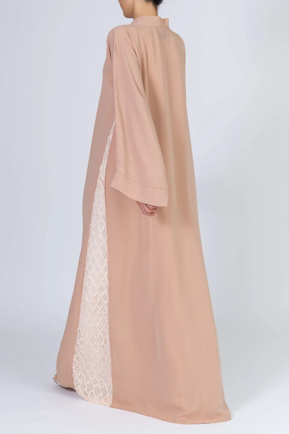 Blush Abaya with Beige Lace