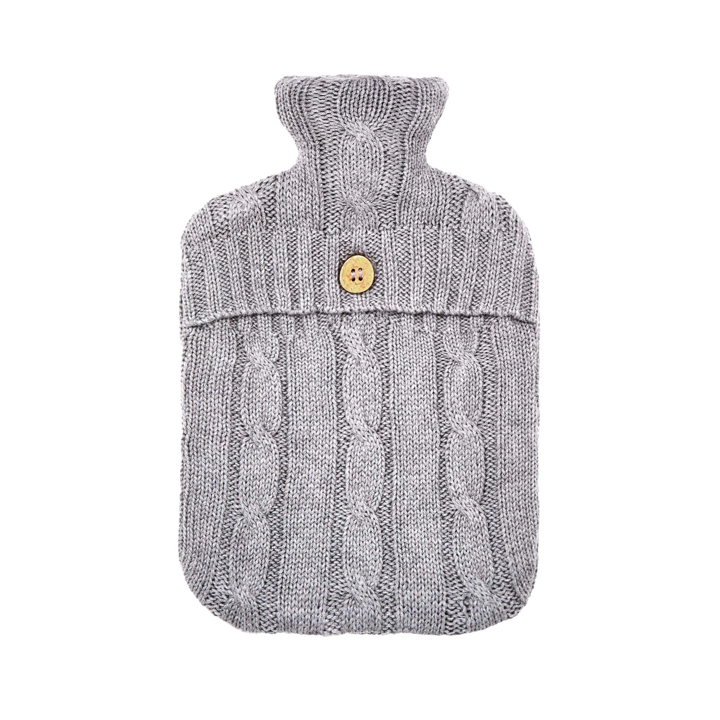 Cable Knit Hot Water Bottle & Cover, Cloud Grey