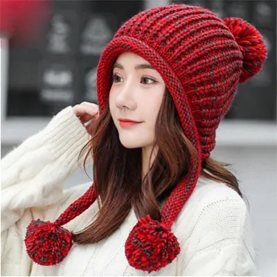 Cable Knit Peruvian Earflap Casual Warm Knitted Winter Beanie