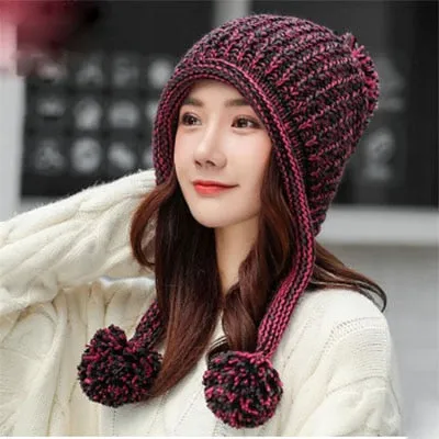 Cable Knit Peruvian Earflap Casual Warm Knitted Winter Beanie