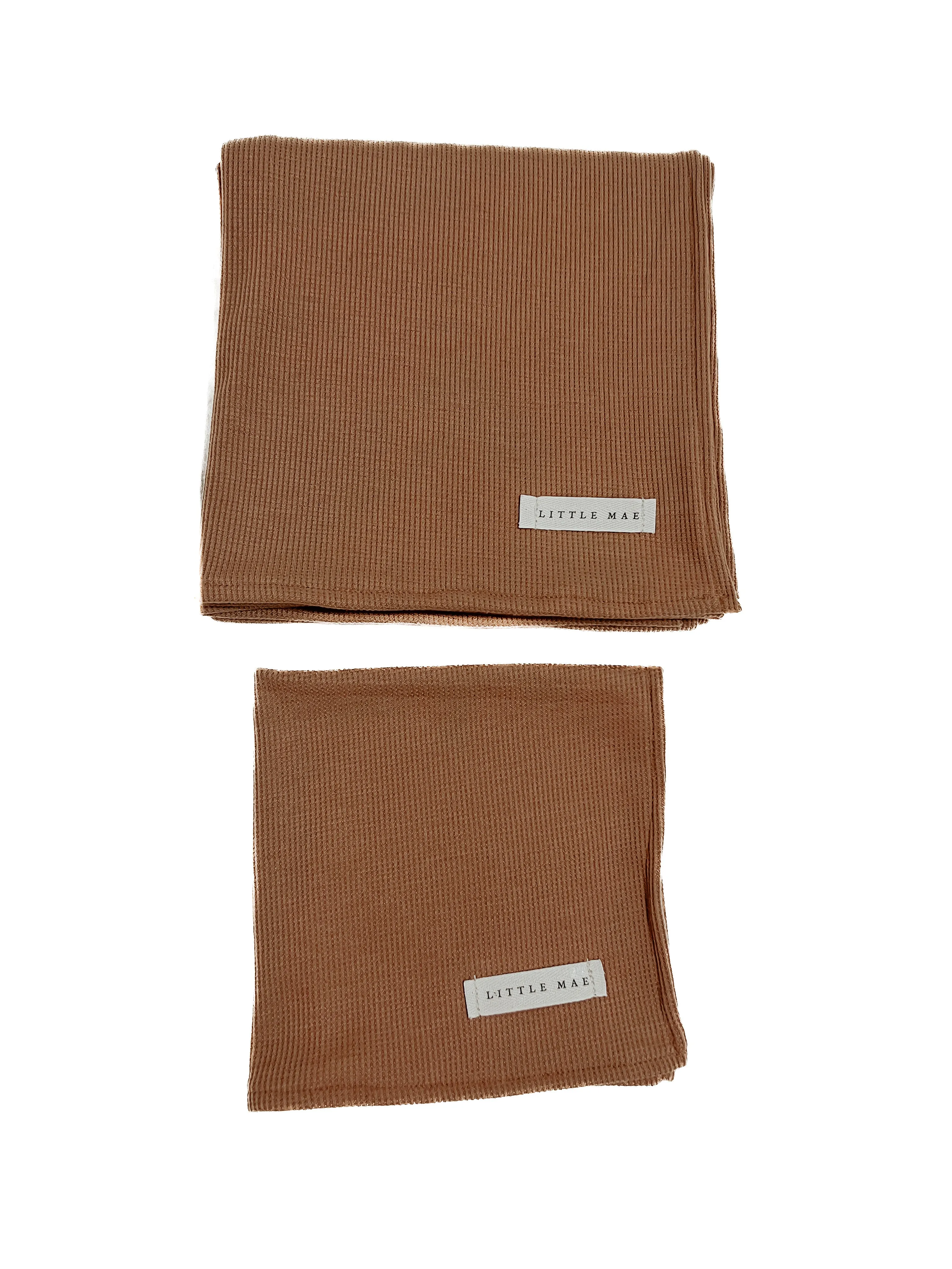 Caramel Waffle Knit Blanket