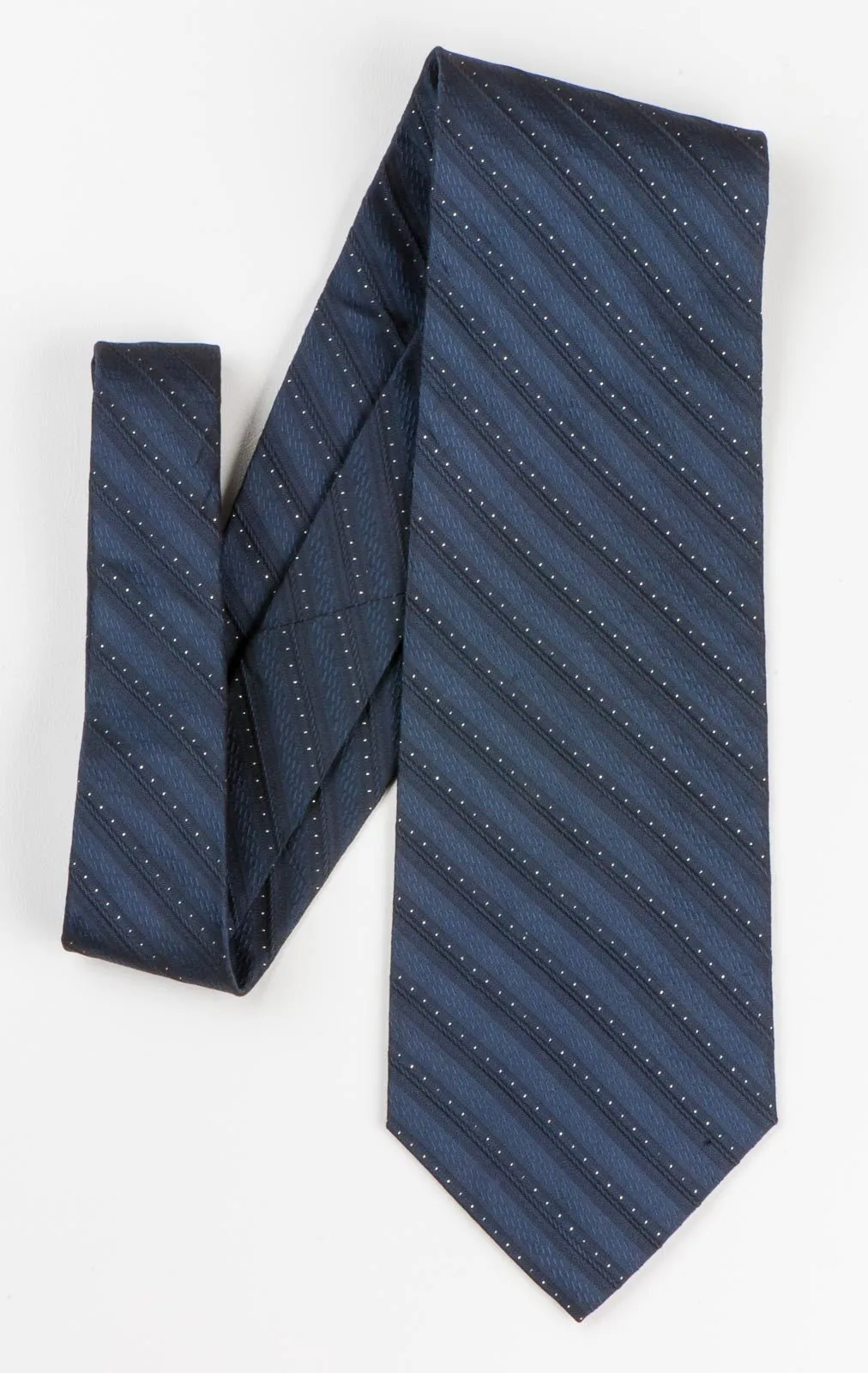 Christian Sandino Men's Silk Neck Tie Stripes On Gray Blue Classic 3 3/4 Inch