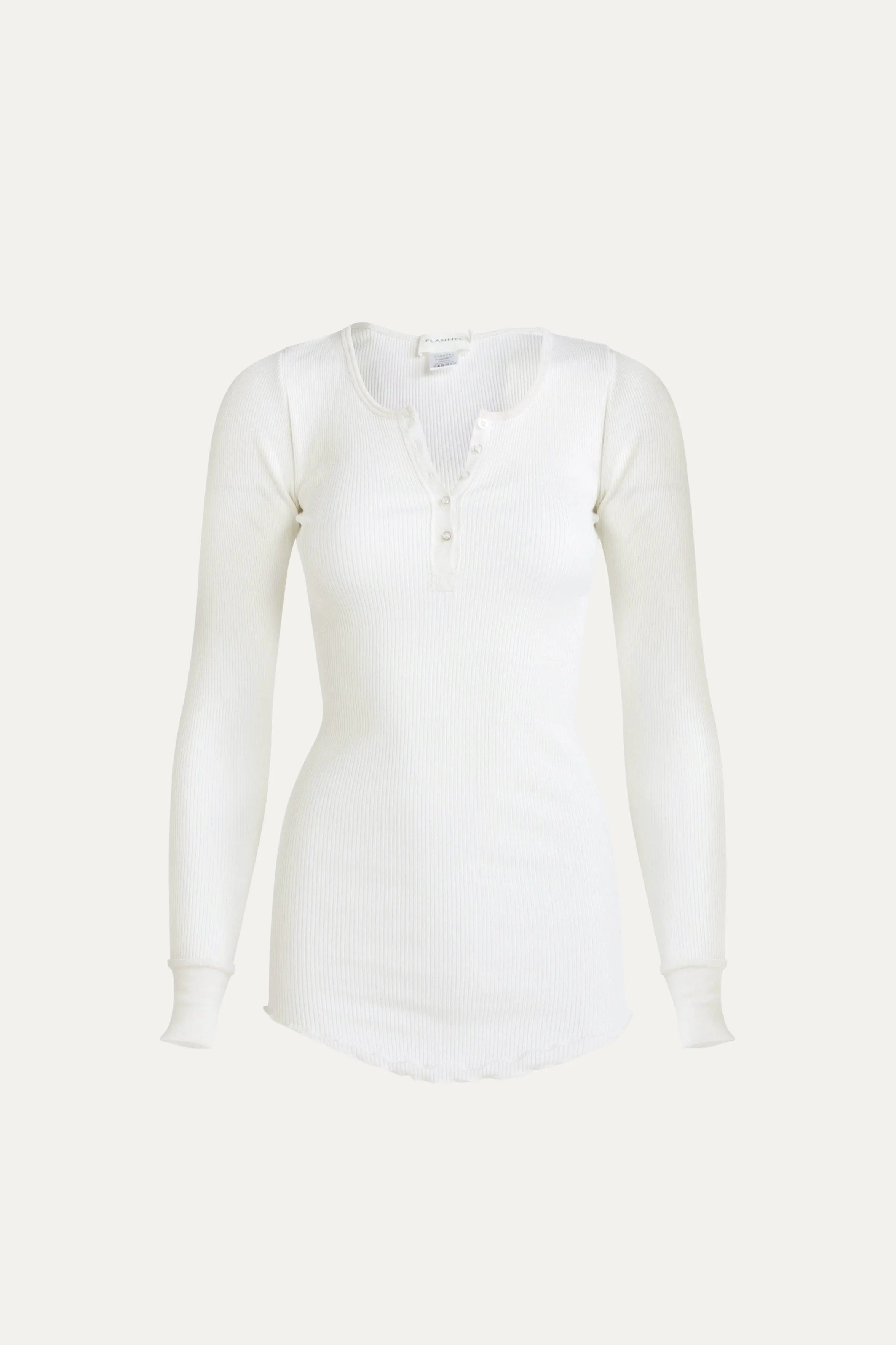 Clover Silk-Cotton Henley Long Sleeve Top