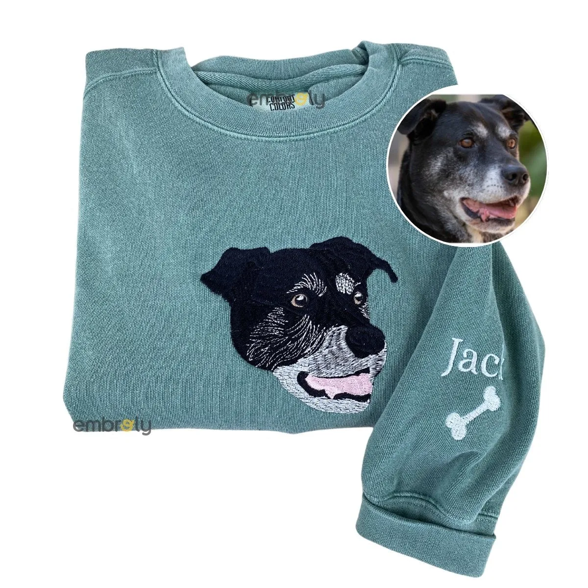 Comfort Color® Custom Embroidered Dog Outline Sweatshirt from Photo