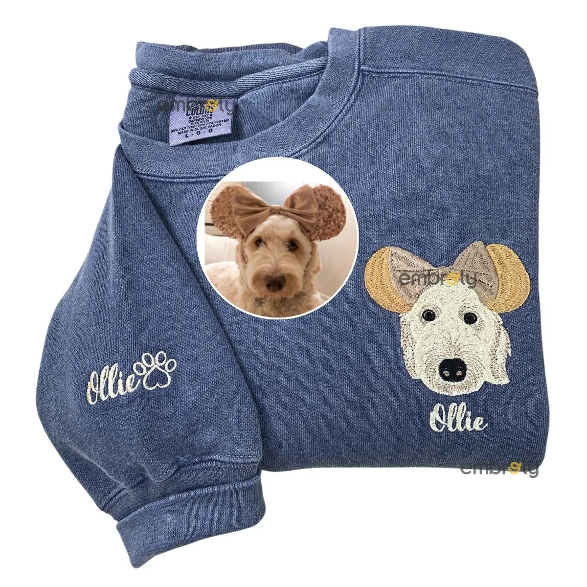 Comfort Color® Custom Embroidered Dog Outline Sweatshirt from Photo