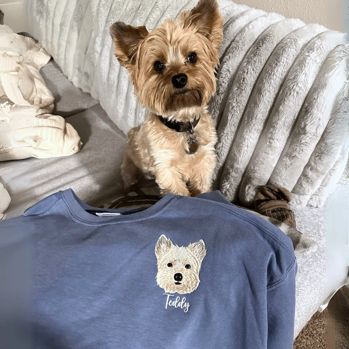 Comfort Color® Custom Embroidered Dog Outline Sweatshirt from Photo