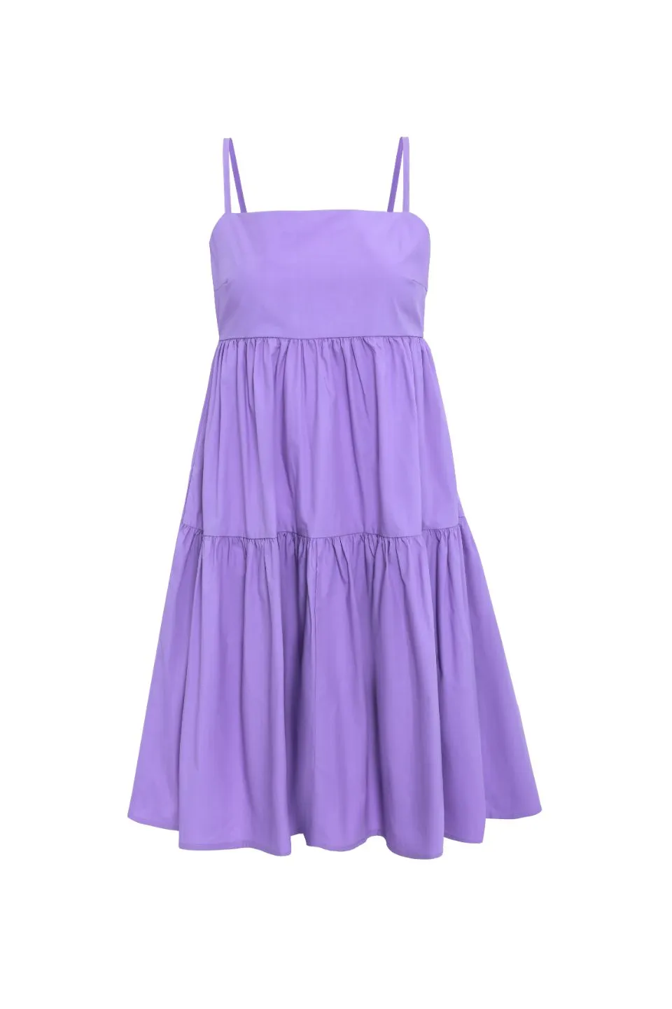 Cosmos Lilac Poplin Tiered Tie Back Strappy Mini Dress