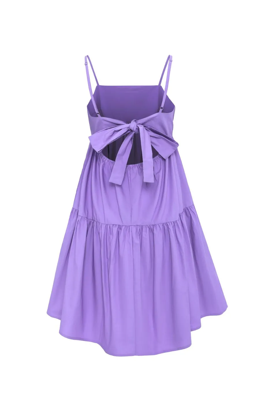Cosmos Lilac Poplin Tiered Tie Back Strappy Mini Dress