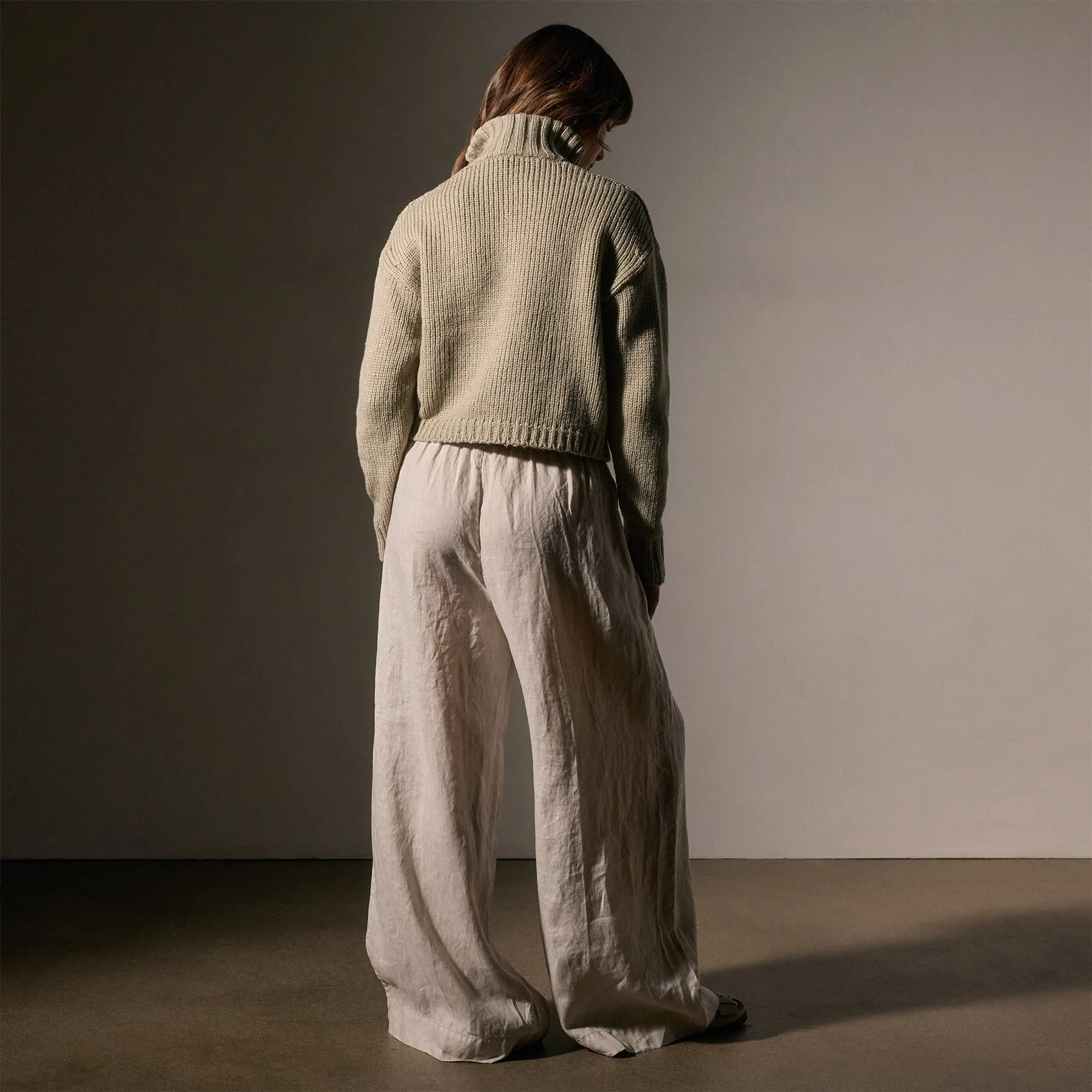 Cotton Knit Zip Front Sweater - Overcast