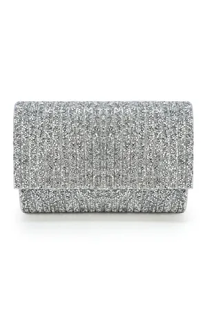Curveins Silver Rhinestone Clutch Bag