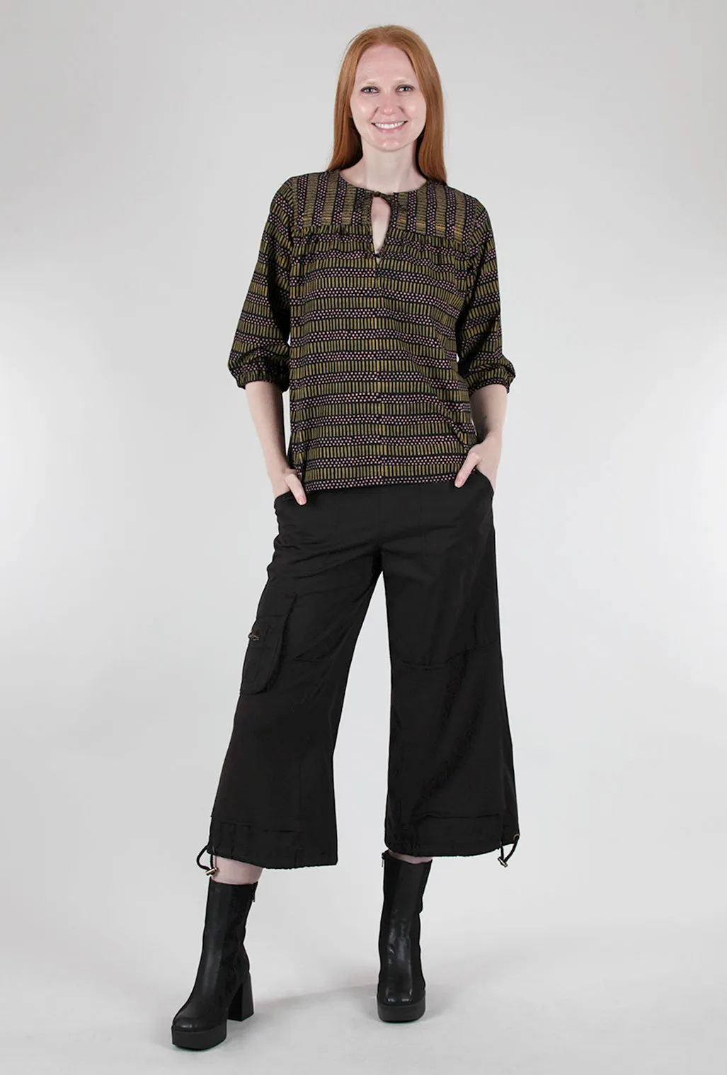 Devi Blouse, Navy/Yellow
