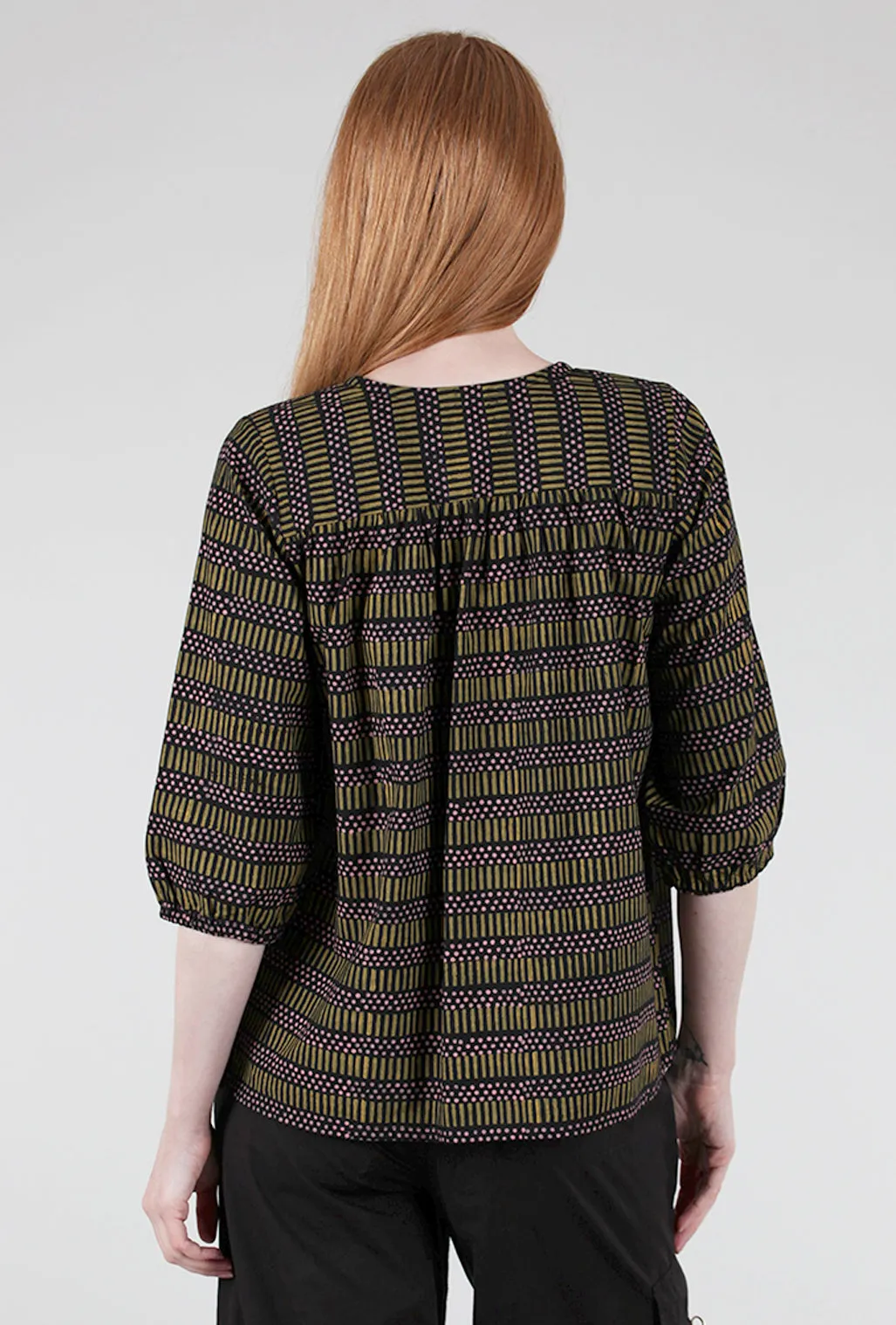 Devi Blouse, Navy/Yellow
