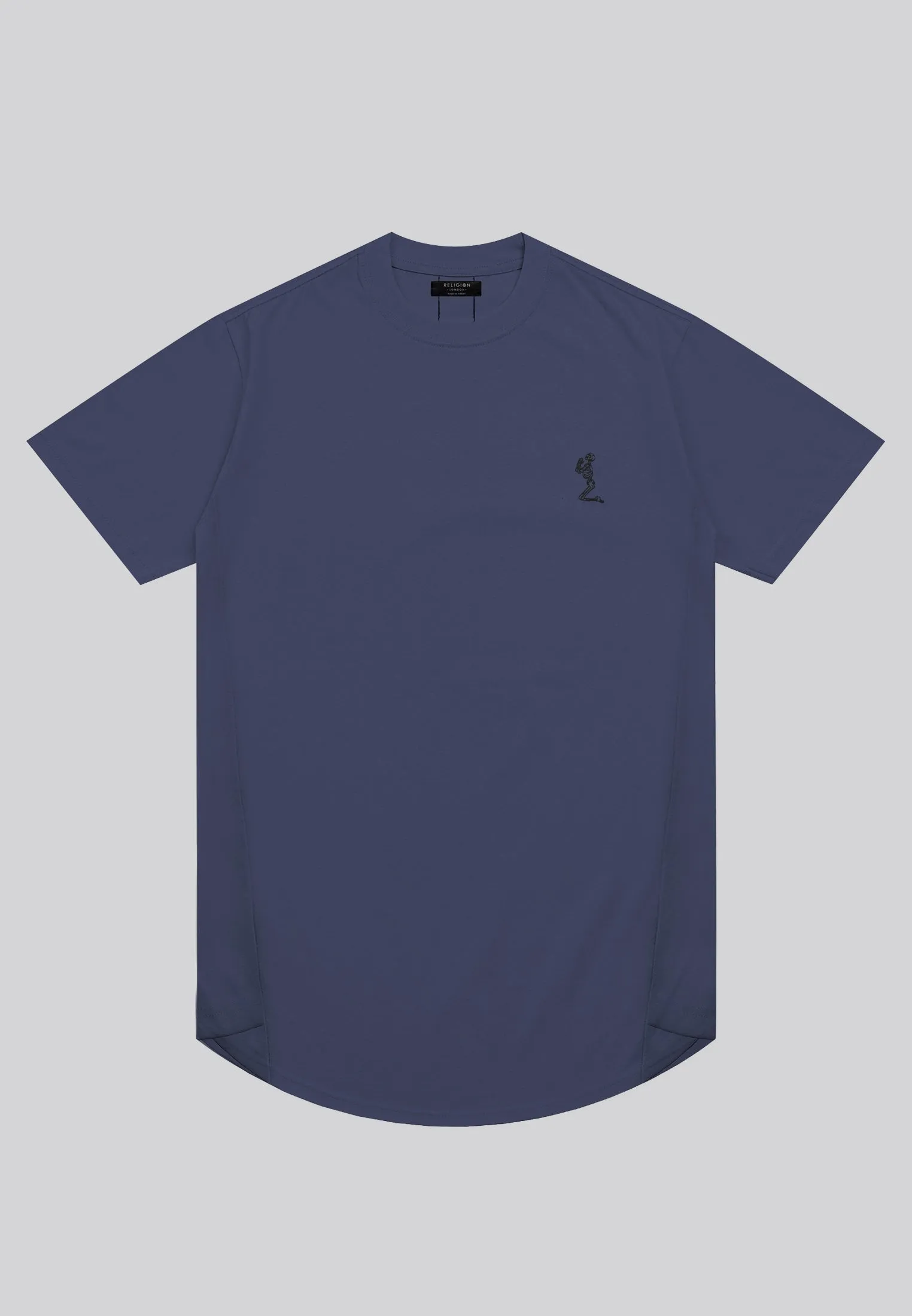 ESSENTIAL SWAG CURVED HEM INDIGO T-SHIRT