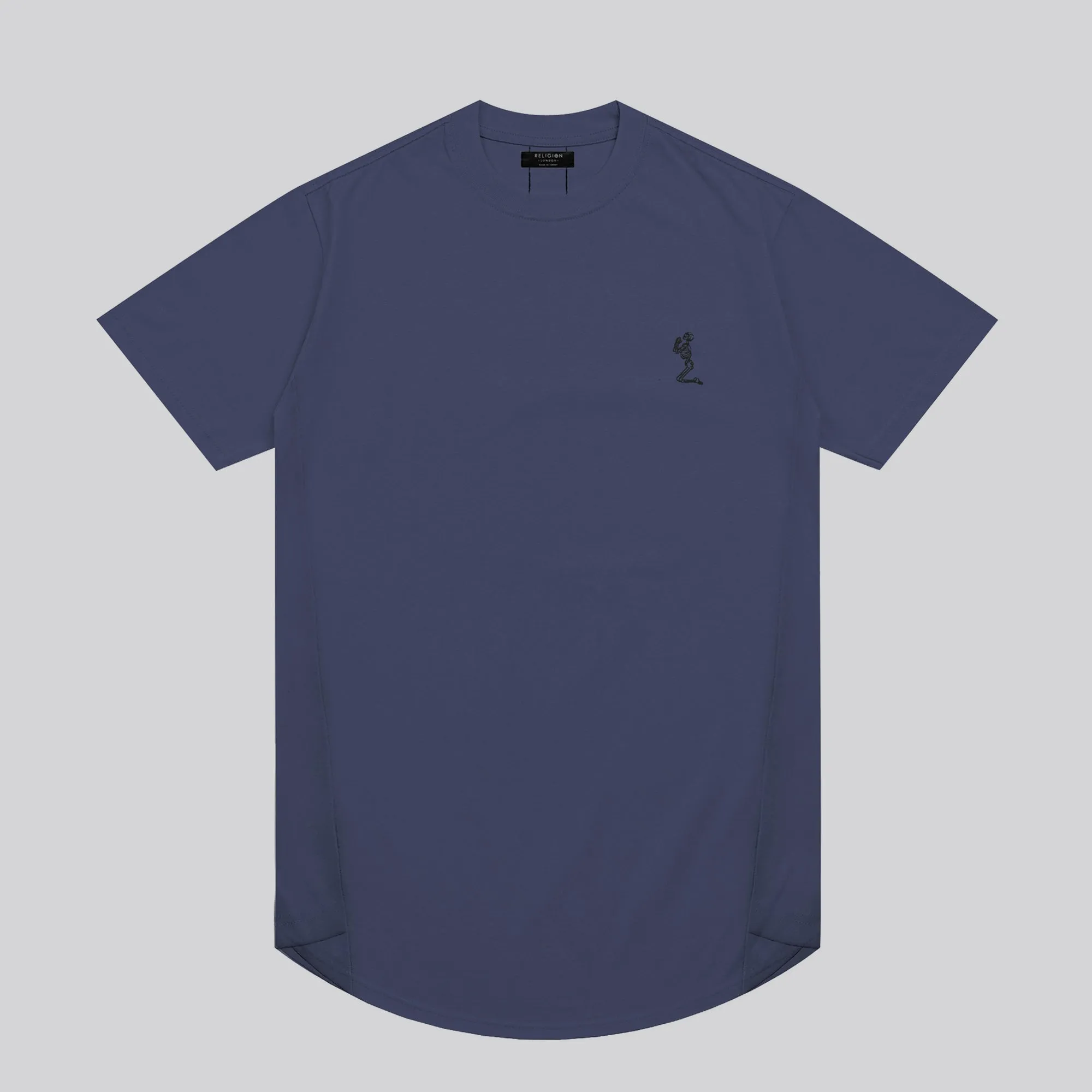 ESSENTIAL SWAG CURVED HEM INDIGO T-SHIRT