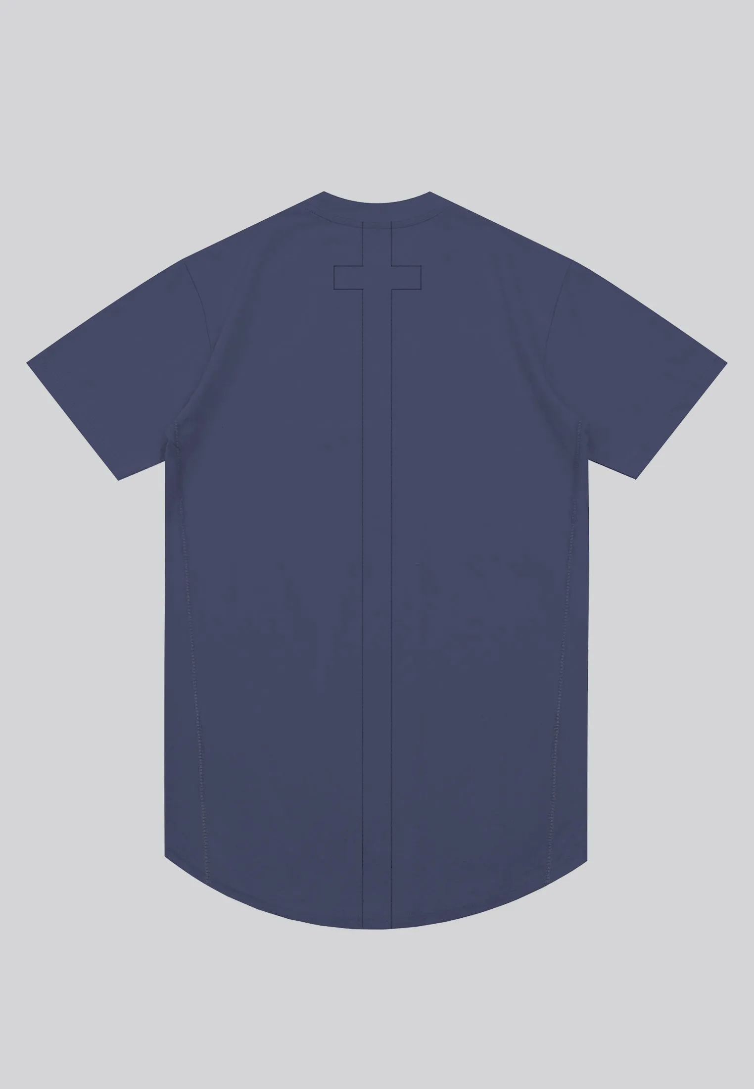 ESSENTIAL SWAG CURVED HEM INDIGO T-SHIRT