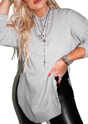 FEEL GOOD SIDE SLIT SWEATSHIRT