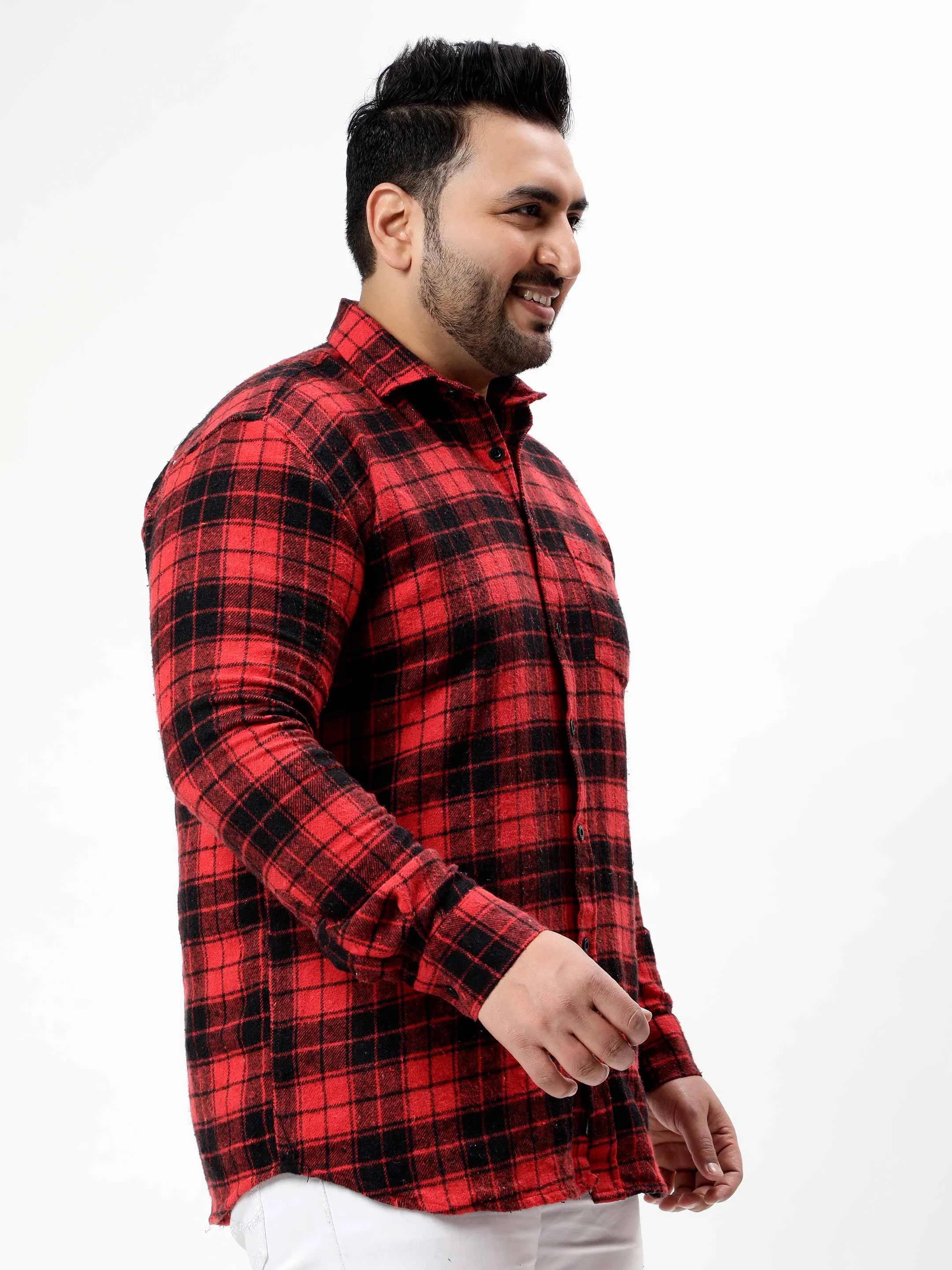 Flannel Red Checked Plus Size Shirt
