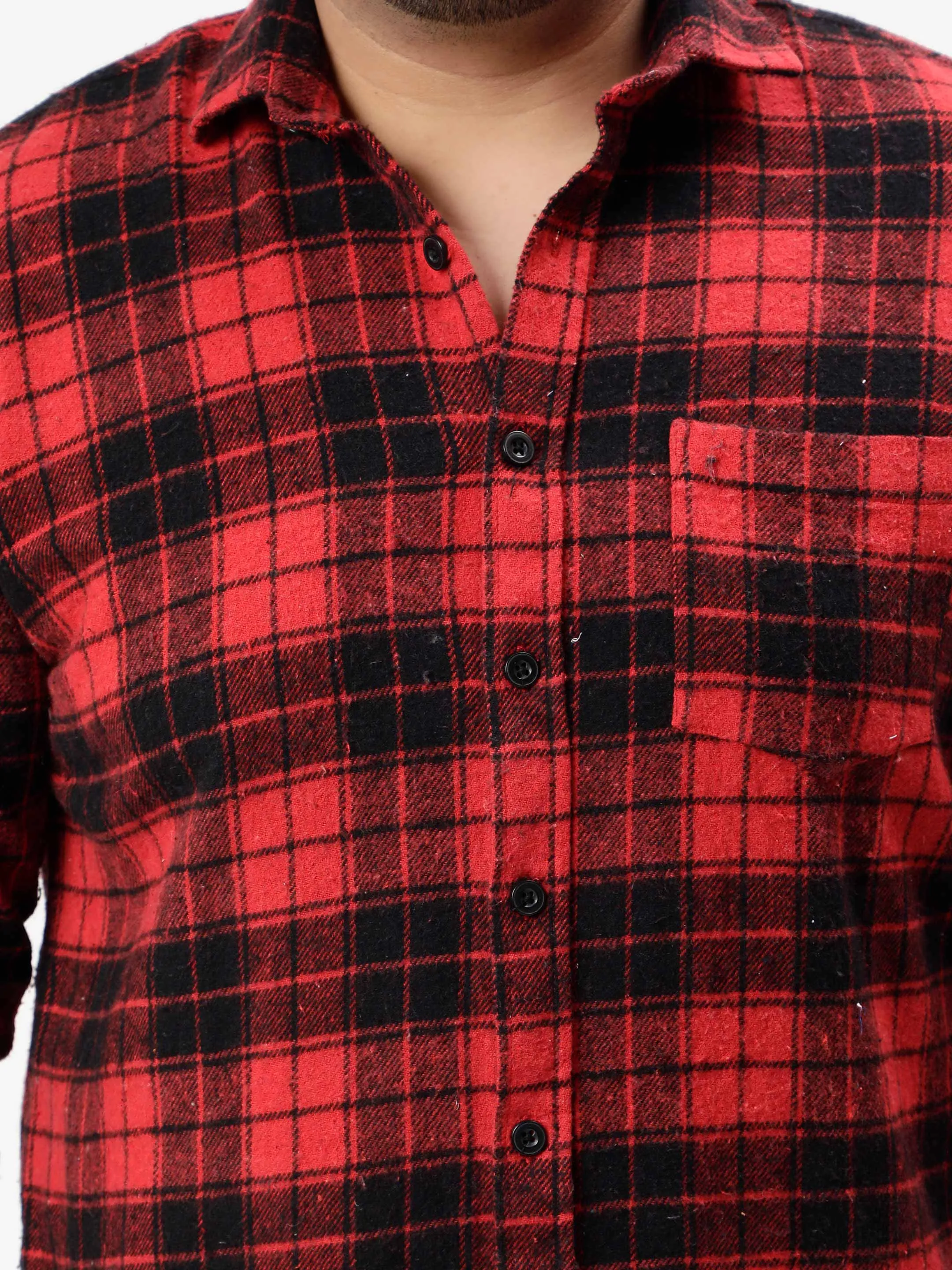 Flannel Red Checked Plus Size Shirt
