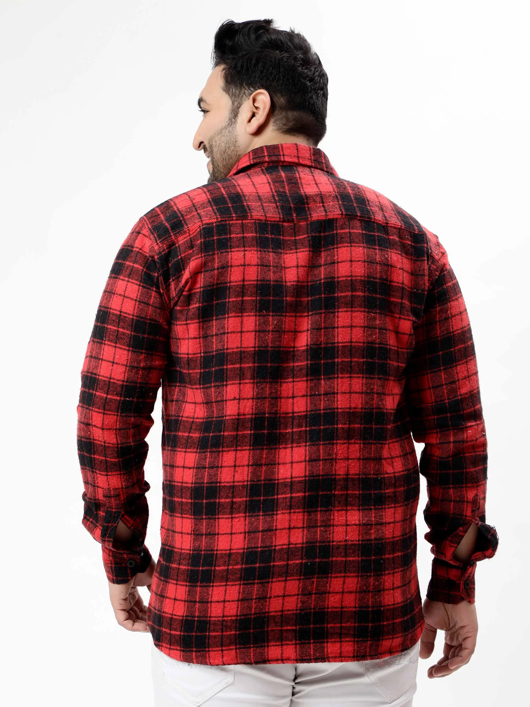 Flannel Red Checked Plus Size Shirt