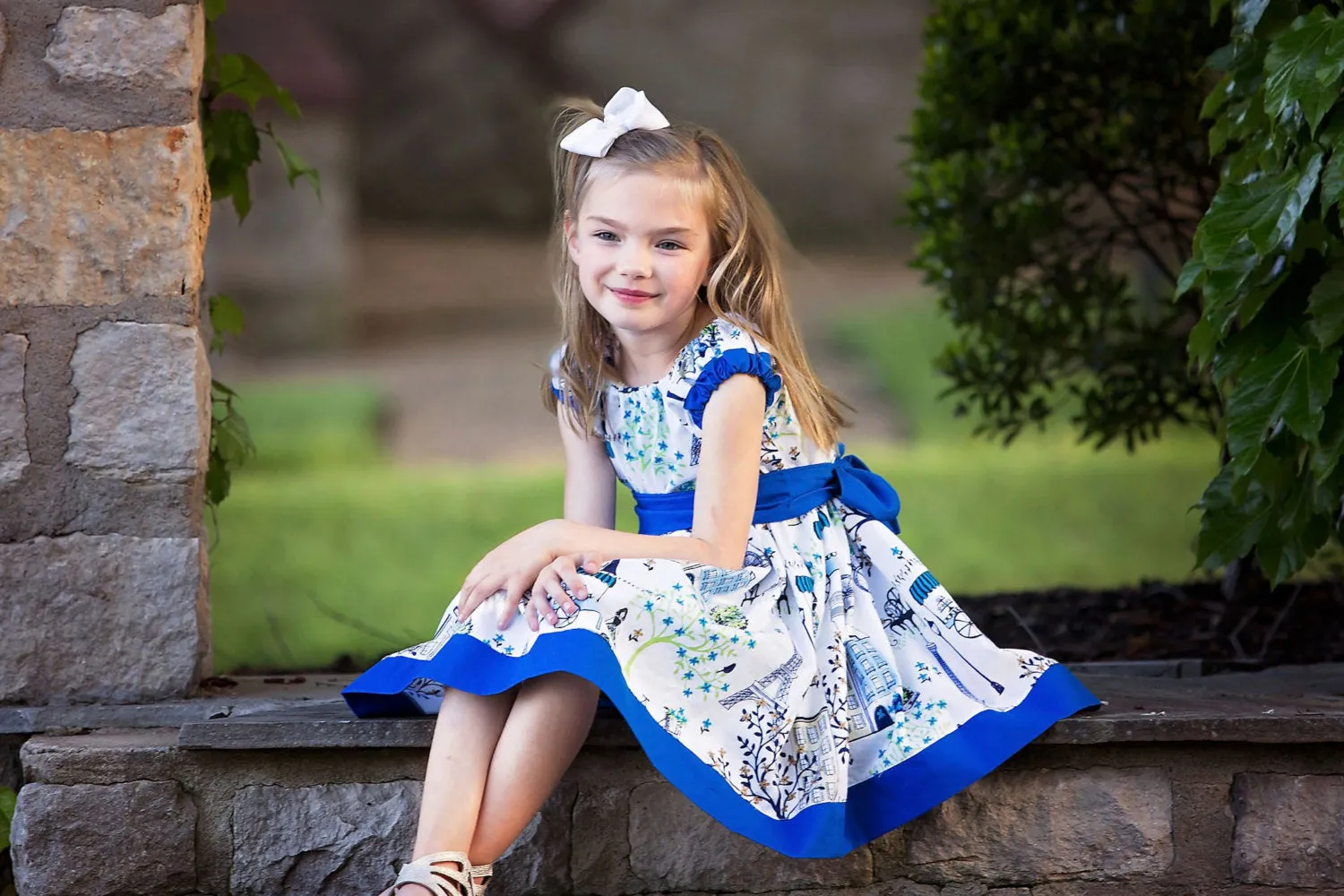 Girls Green Paris Dress