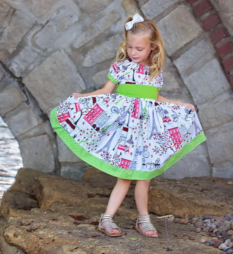 Girls Green Paris Dress