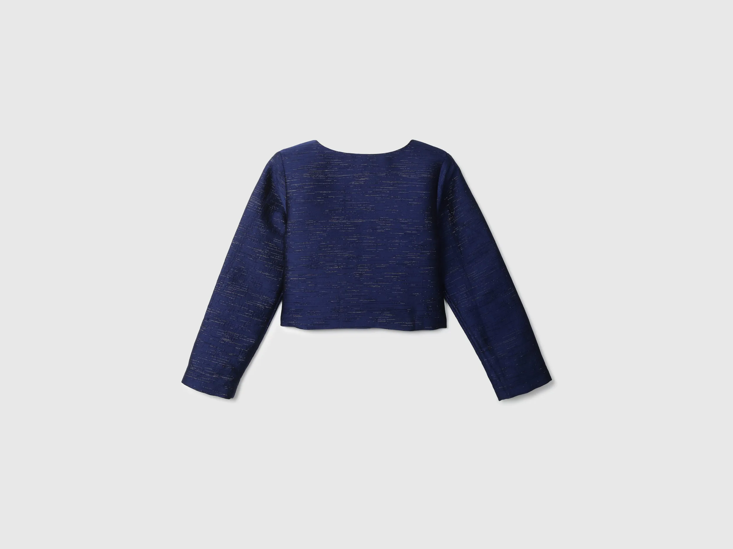 Girls Navy Long Sleeve Frill Jacket