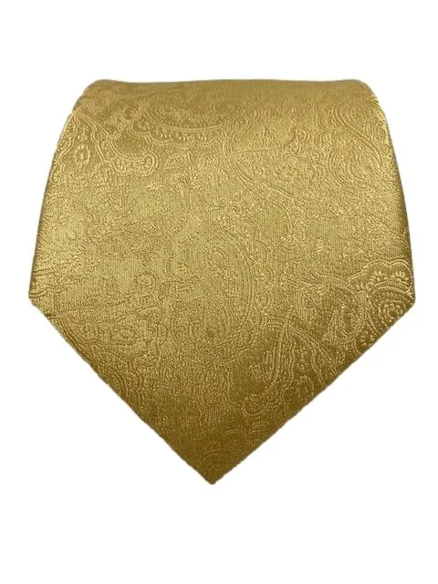 Gold Paisley Tie, Pocket Square and Cufflinks