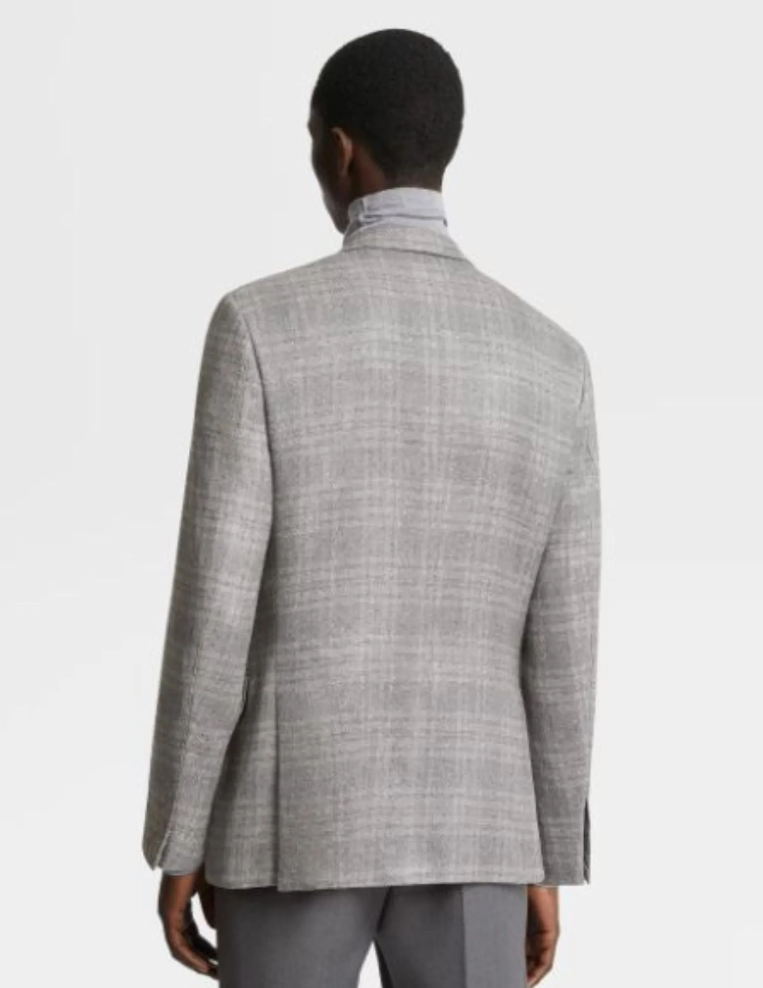 Grey and Light Beige Cashmere Blend Jacket
