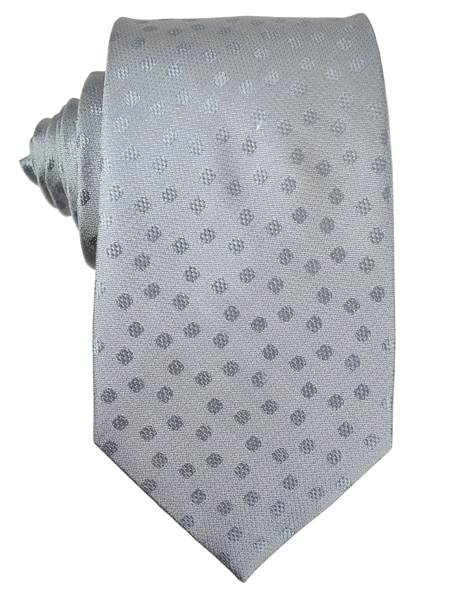 Grey Polka Dot Silk Necktie by Paul Malone