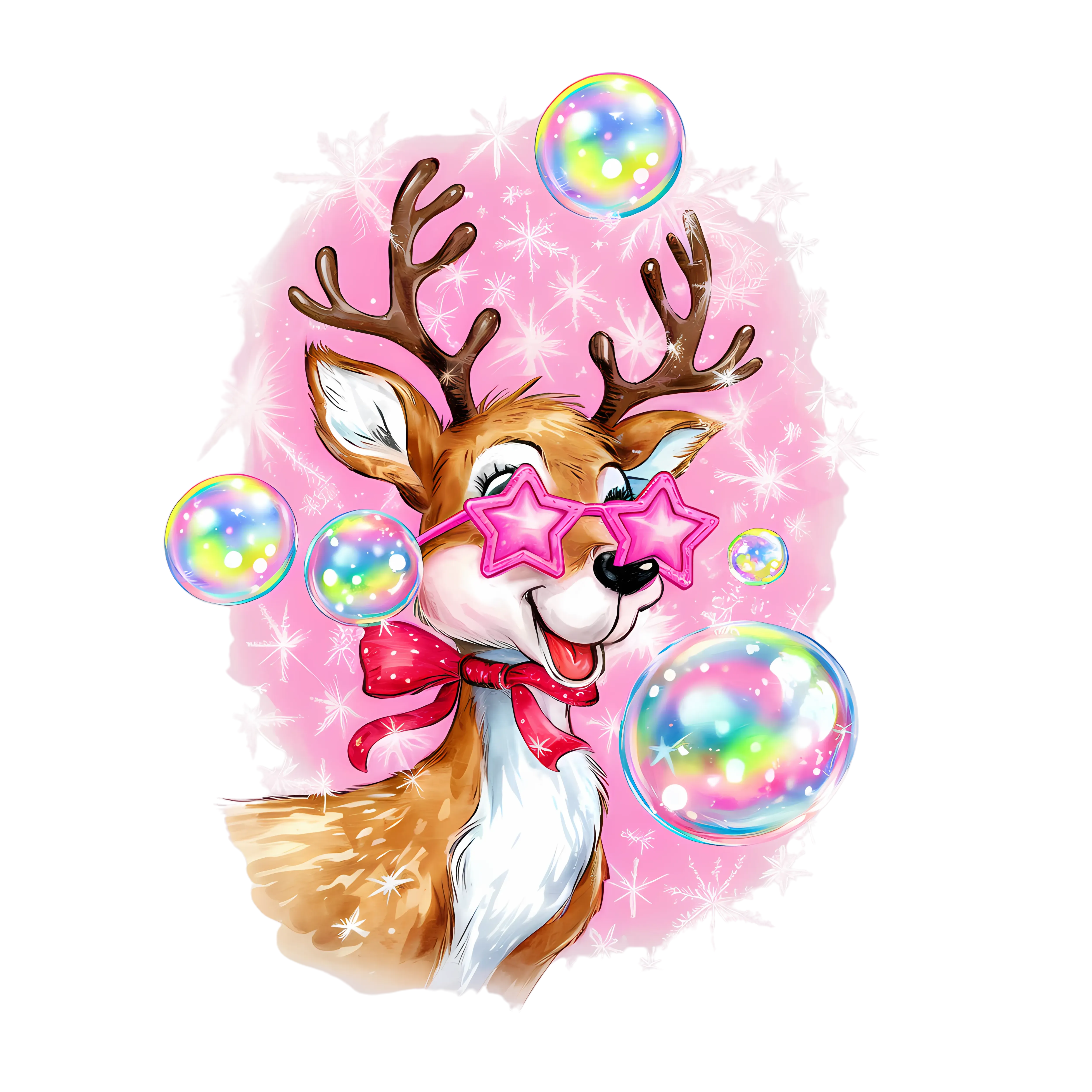 Heat transfer, Bubble reindeer, press and peel, made to order