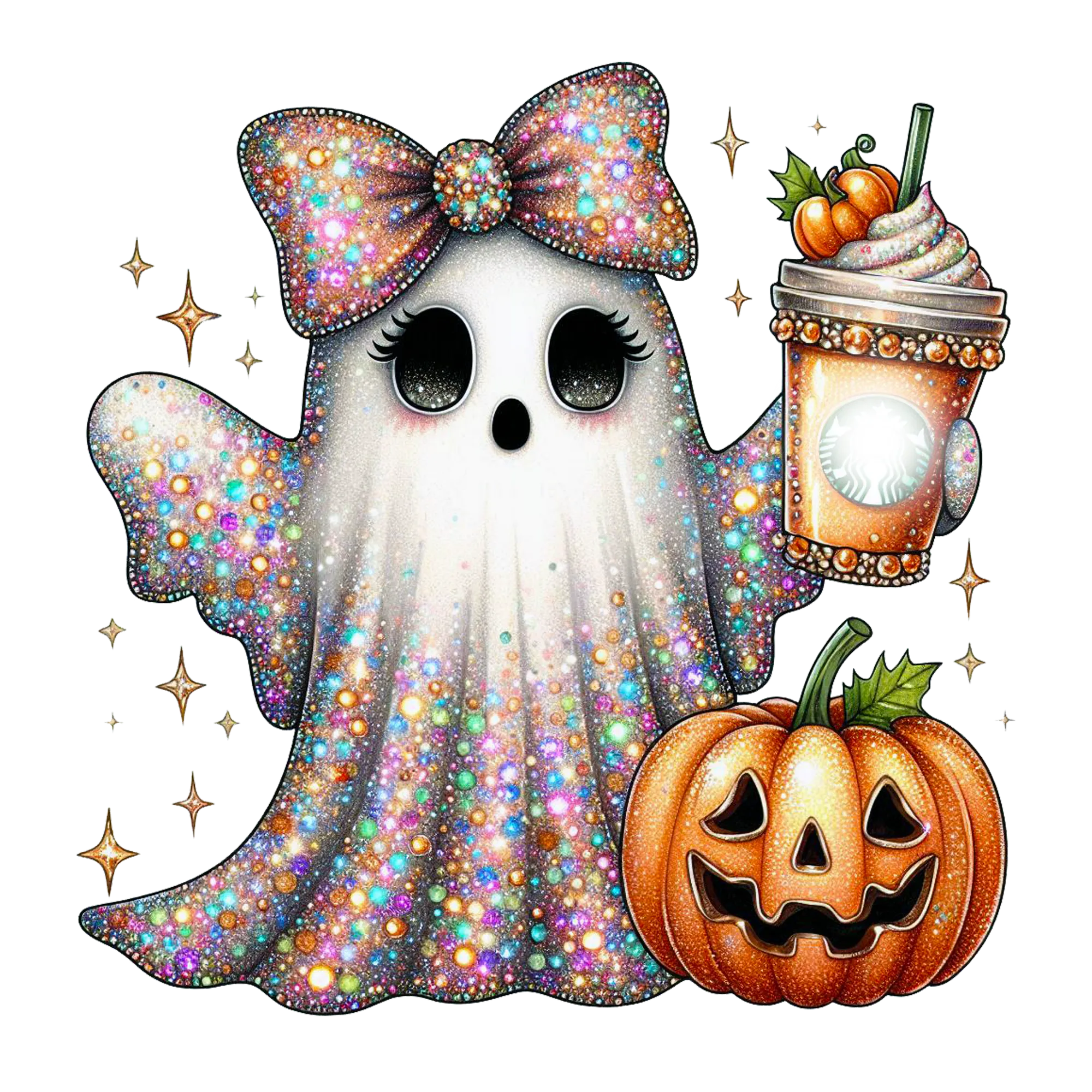 Heat transfer, faux glitter ghost, press and peel, made to order
