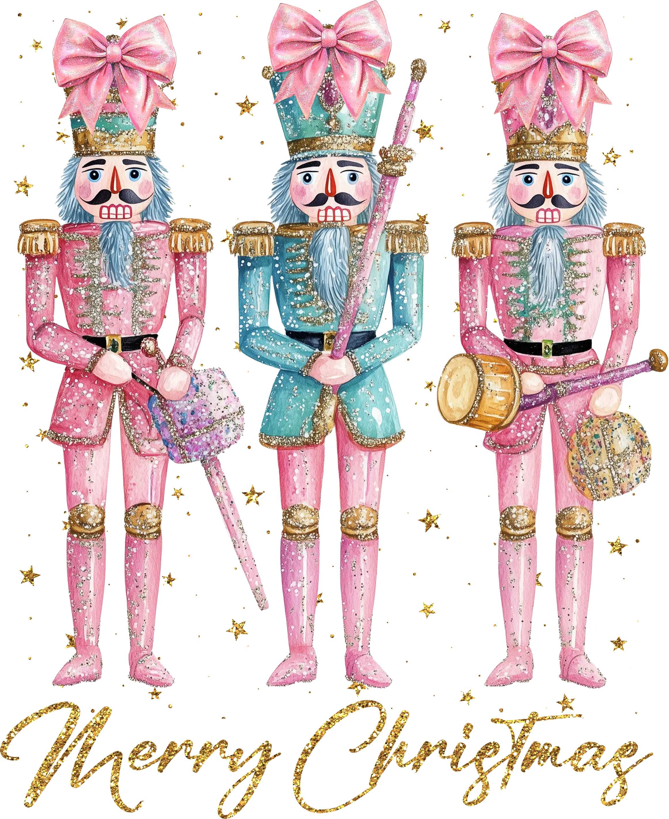 Heat transfer, faux glitter Nutcracker , press and peel, made to order
