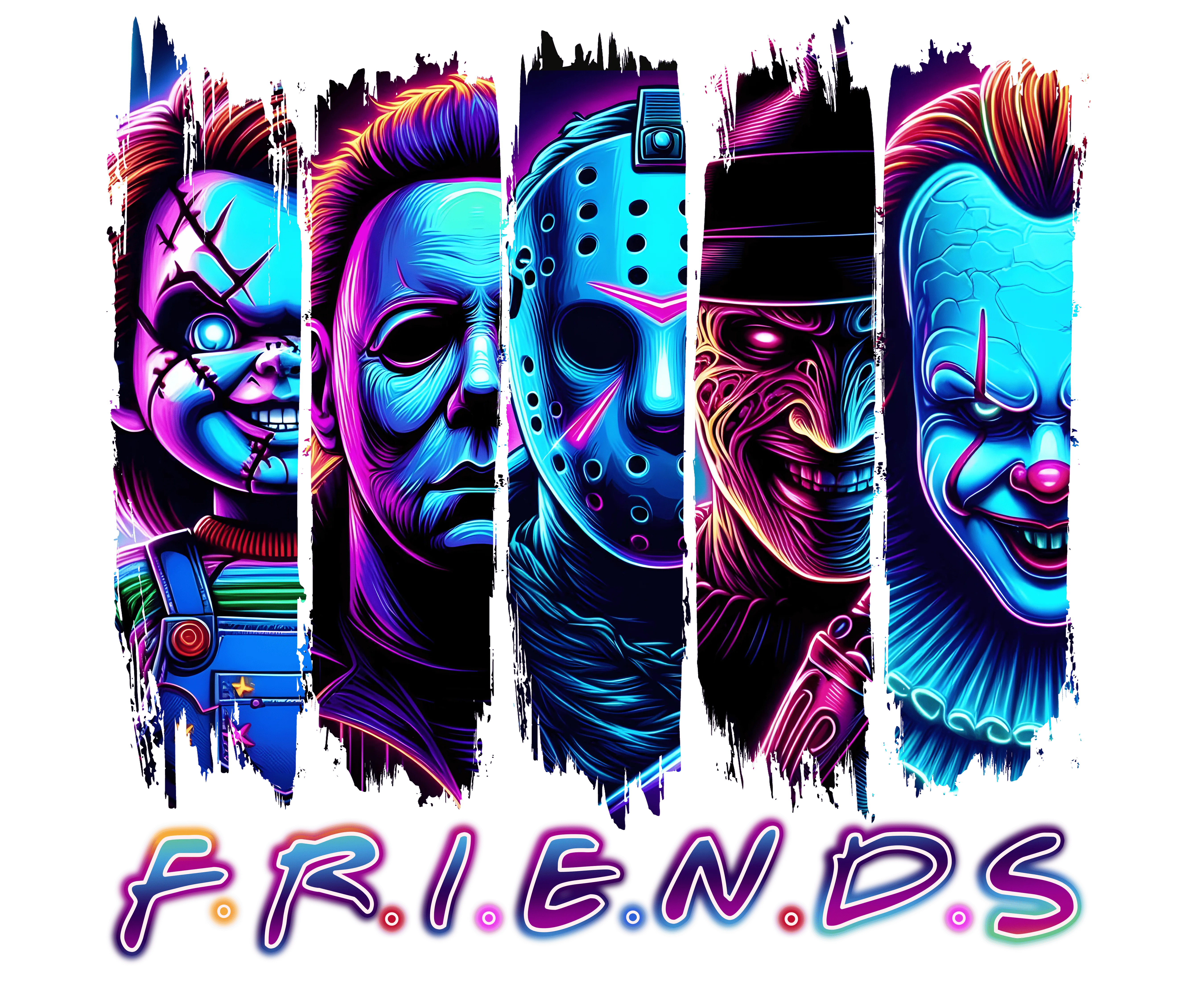 Heat transfer, friends horror, press and peel, made to order