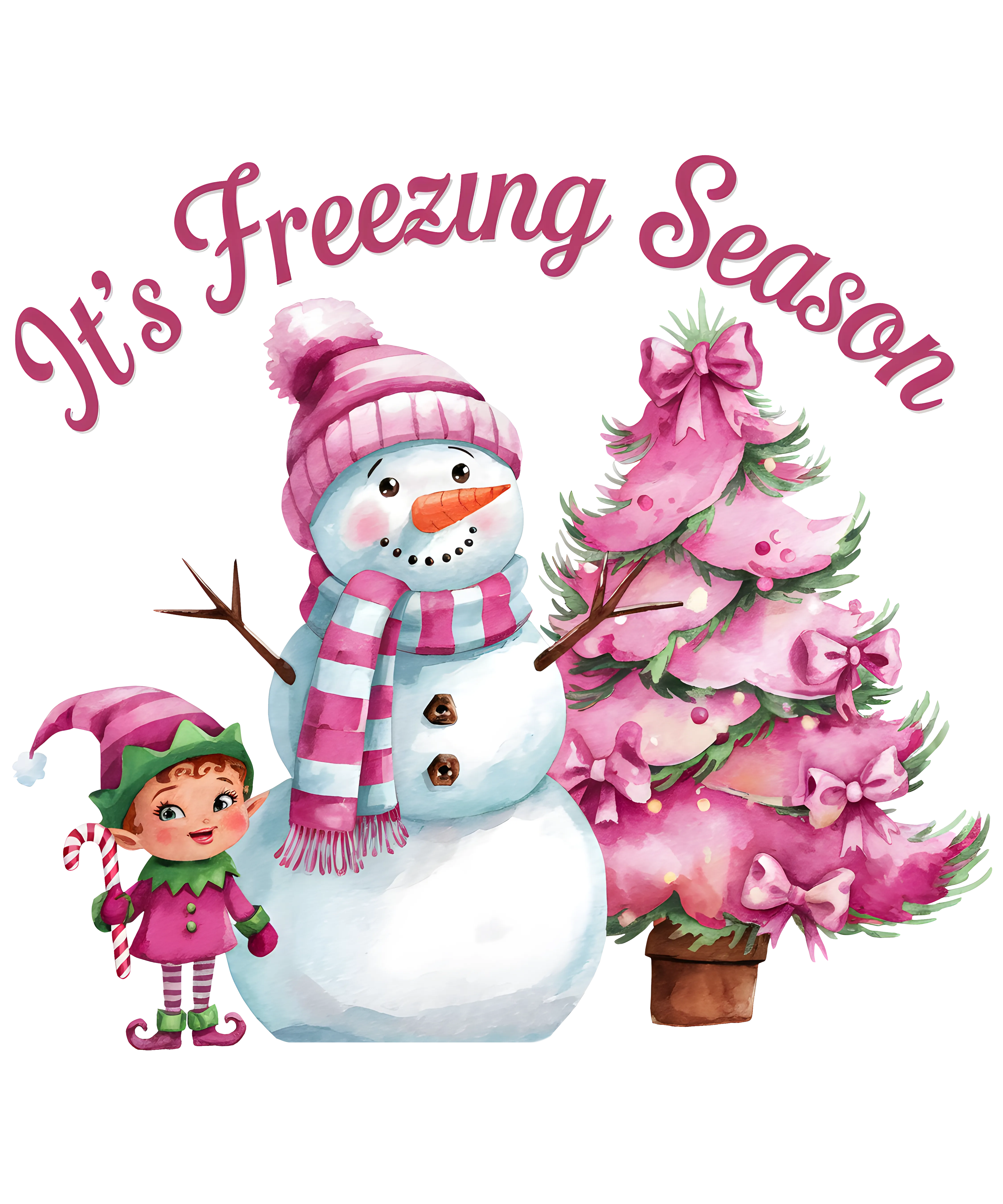 Heat transfer, pink Christmas, press and peel, made to order