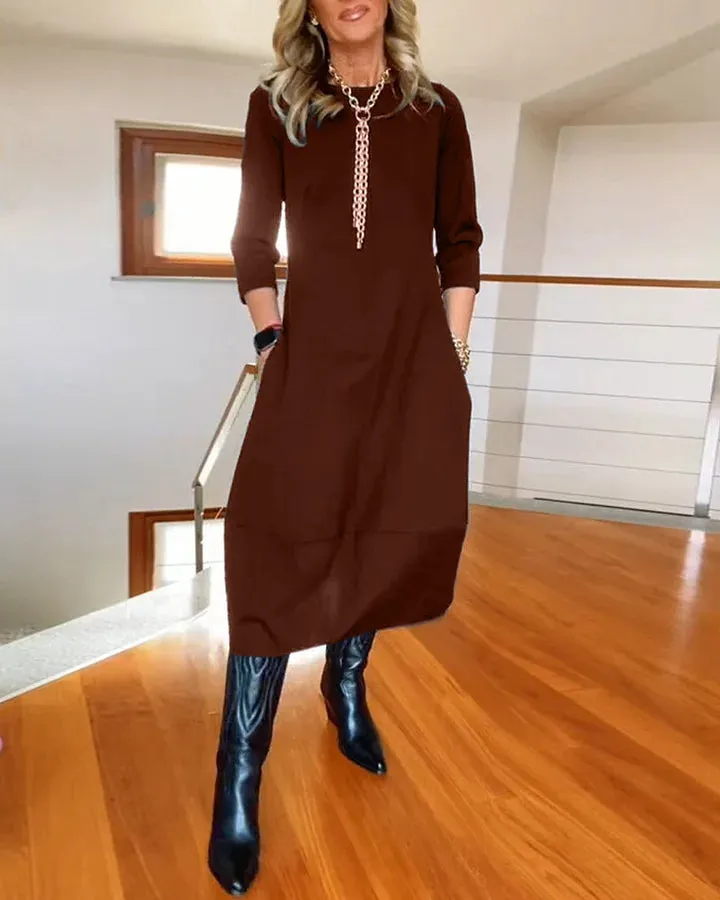Hot Sale 52% OffLong Sleeve Round Neck Dress
