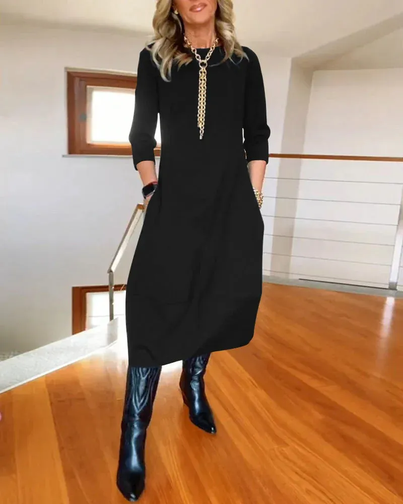 Hot Sale 52% OffLong Sleeve Round Neck Dress